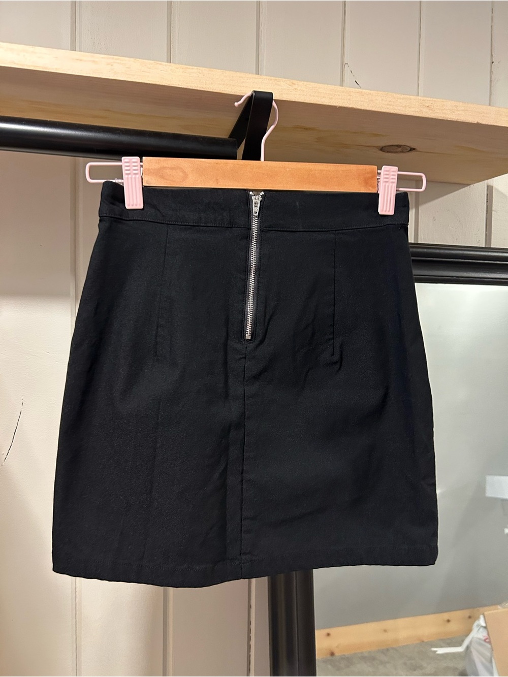 Garage Black Mini Skirt with Front Slit - Picture 3 of 3